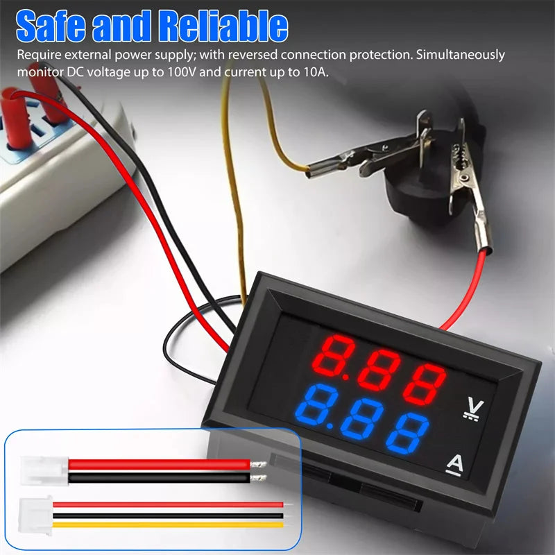 DC 0-100V 10A Digital Voltmeter Ammeter Dual LED Panel Meter Digital Panel Meter Axl