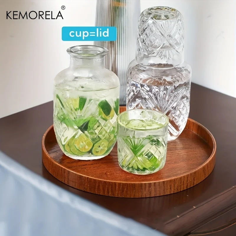 KEMORELA Crystal Glass Carafe & Cup Set – 500ml Drinkware Glass Carafe Set Axl