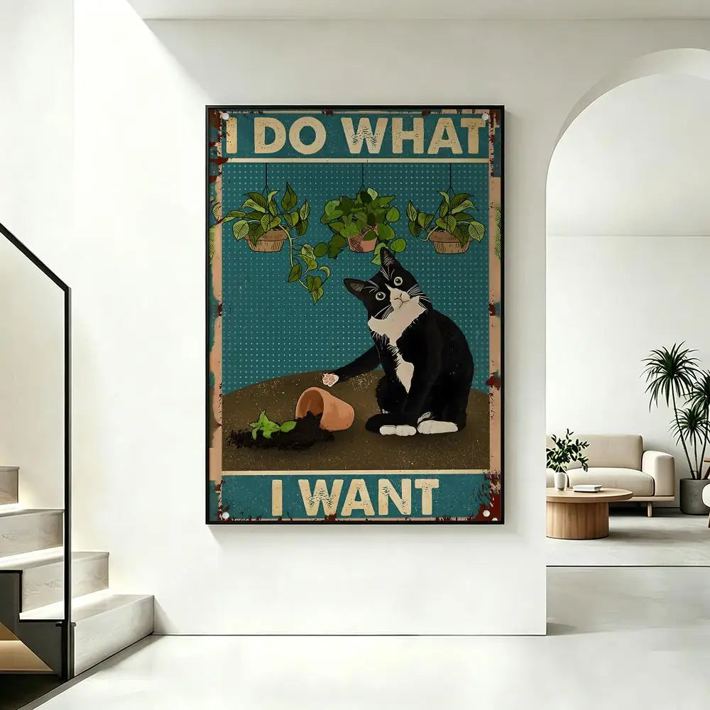 Plant Black Cat Poster – HD Aesthetic Wall Art | Home Decor Wall Art Poster Axl