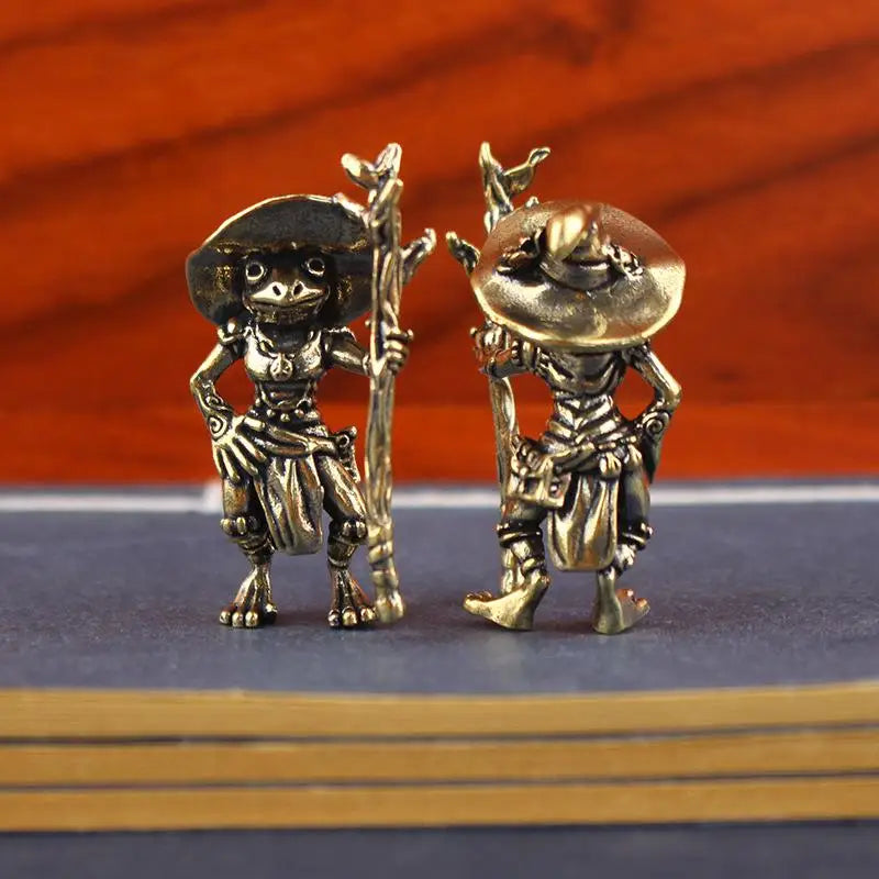 Vintage Brass Frog Wizard Statue | Desktop Figurine Ornament Desktop Figurine Ornament Axl
