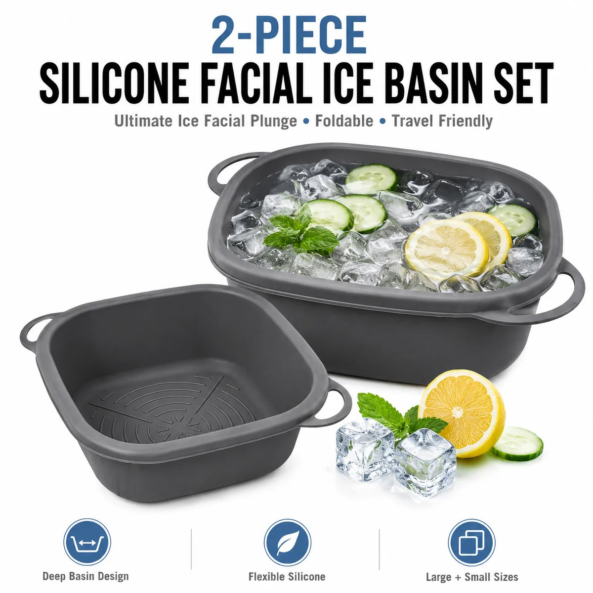 Foldable Silicone Face Basin Set – Ice Plunge & Travel Wash Bowl Silicone Wash Basin Axl