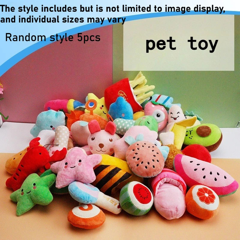 Squeaky Plush Dog Chew Toys – Chili & Eggplant 5/10 Pc Set Squeaky Dog Toy Axl Random style 5pcs