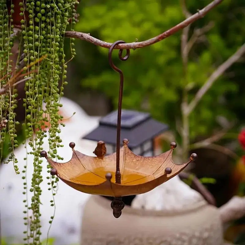 Vintage Metal Umbrella Bird Feeder – Hanging Garden Decor Hanging Bird Feeder Axl