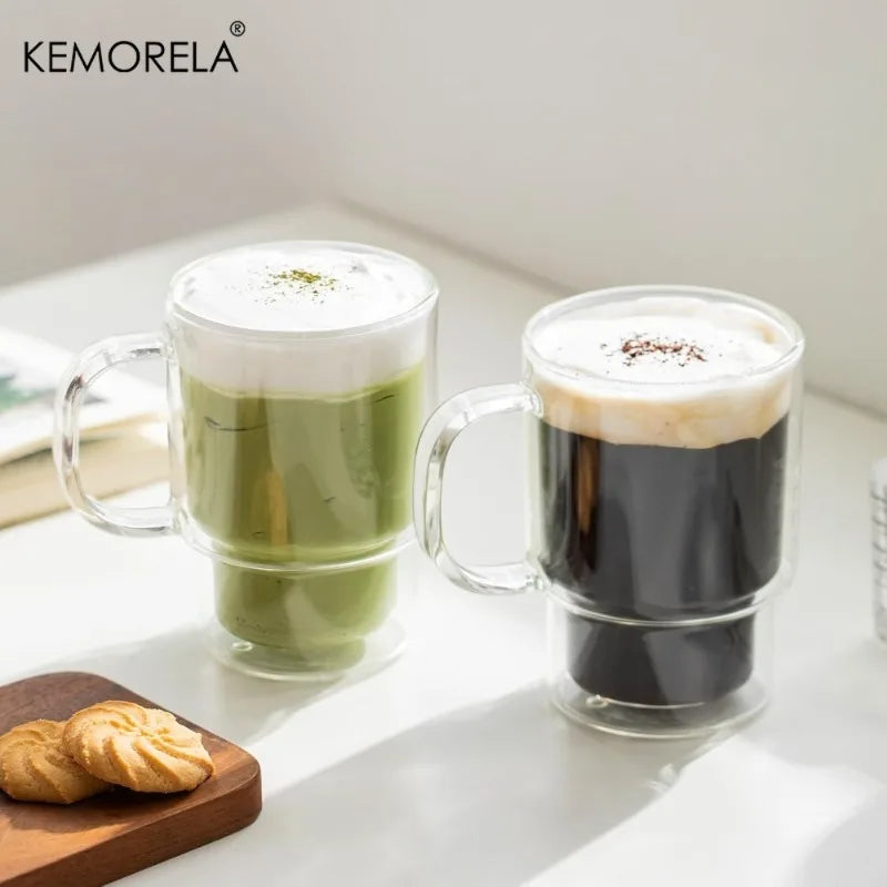 KEMORELA 450ml Borosilicate Glass Coffee Cups with Handle Glass Coffee Cup Axl