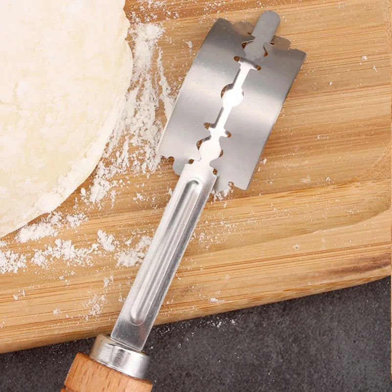 5-Blade Dough Pastry Cutter – Baguette Bread Knife Wood Handle Pastry Dough Cutter Axl