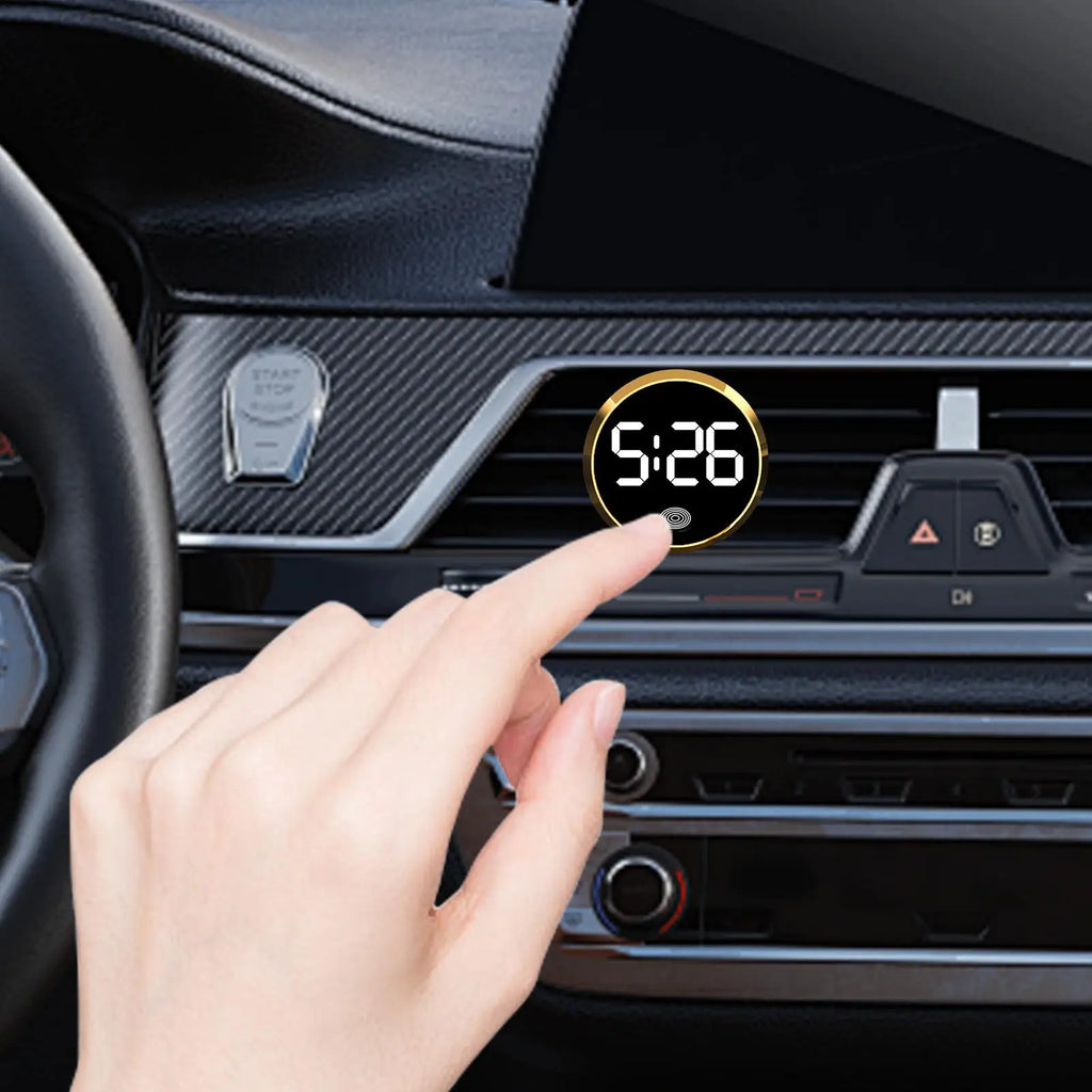 Mini Round LED Digital Car Dashboard Clock – Solar Powered Car Dashboard Clock Axl