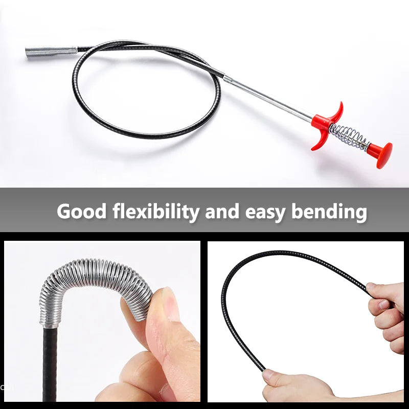 60cm Flexible Drain Snake 4-Claw Clog Remover & Pickup Tool Drain Snake Tool Axl