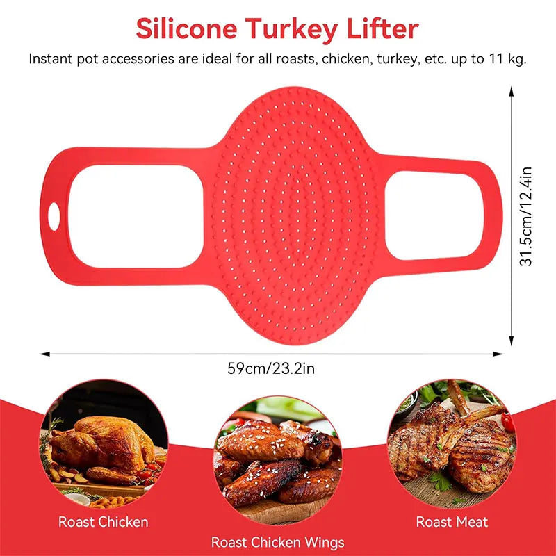 Silicone Turkey Lifter & Roasting Sling | Non-Stick Baking Mat Turkey Lifting Sling Axl