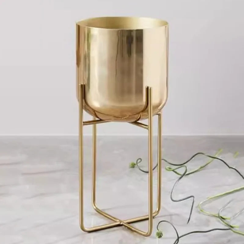 Nordic Iron Flower Pot Stand – Indoor & Outdoor Plant Shelf Rack Plant Pot Stand Axl Golden-Small