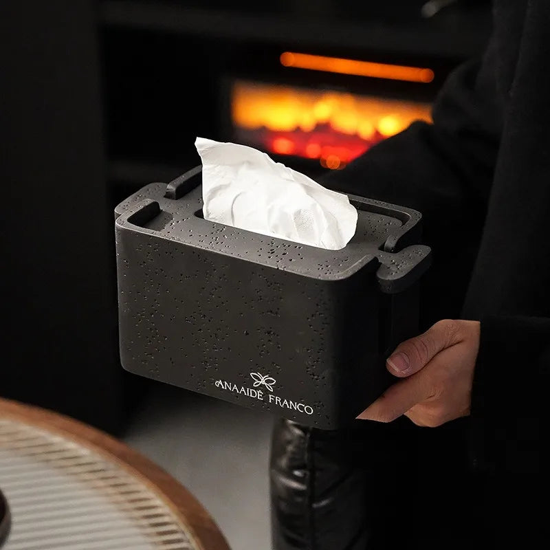 Luxury Stone Texture Tissue Box – Vintage Porcelain Napkin Case Decorative Tissue Box Axl