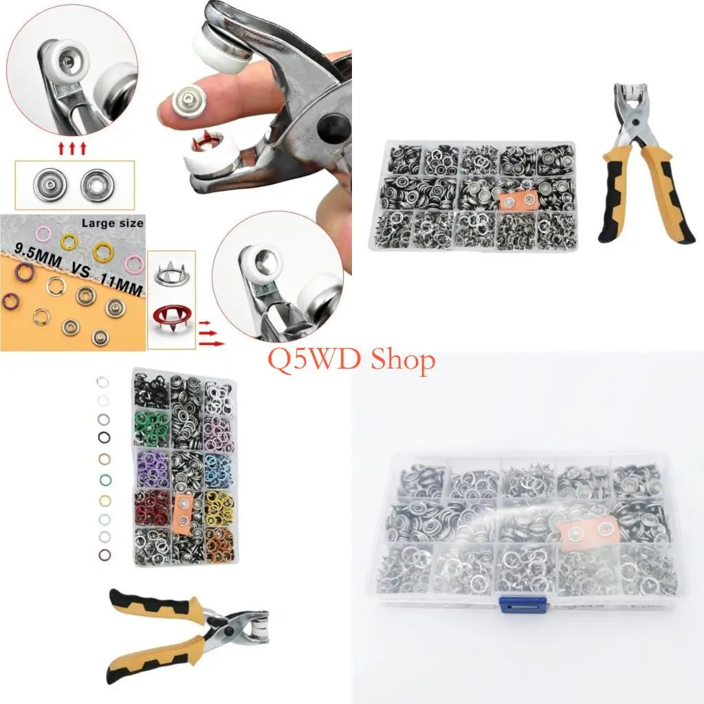 200-Set Metal Snap Fasteners & Installation Plier – DIY Kit Snap Fastener Kit Axl