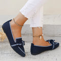 Women's Bowknot Pointed Toe Mesh Flats – Soft Sole Comfort Women's Flat Shoes Axl Navy blue 40