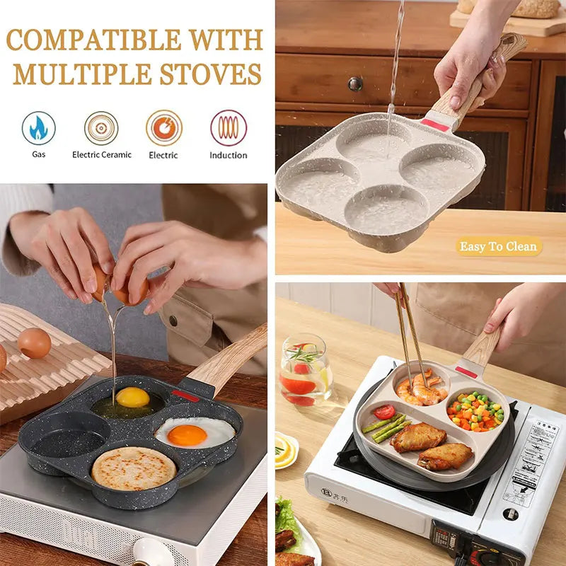 4-Cup Nonstick Egg Frying Pan with Lid | Omelet Skillet Nonstick Egg Pan Axl