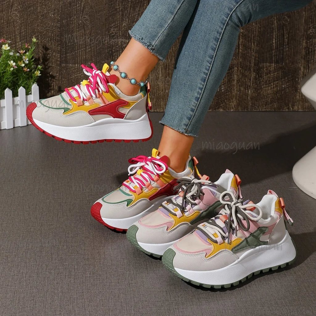 Women's Thick Sole Sneakers – Breathable Height Boost Casual Shoes Women's Platform Sneakers Axl
