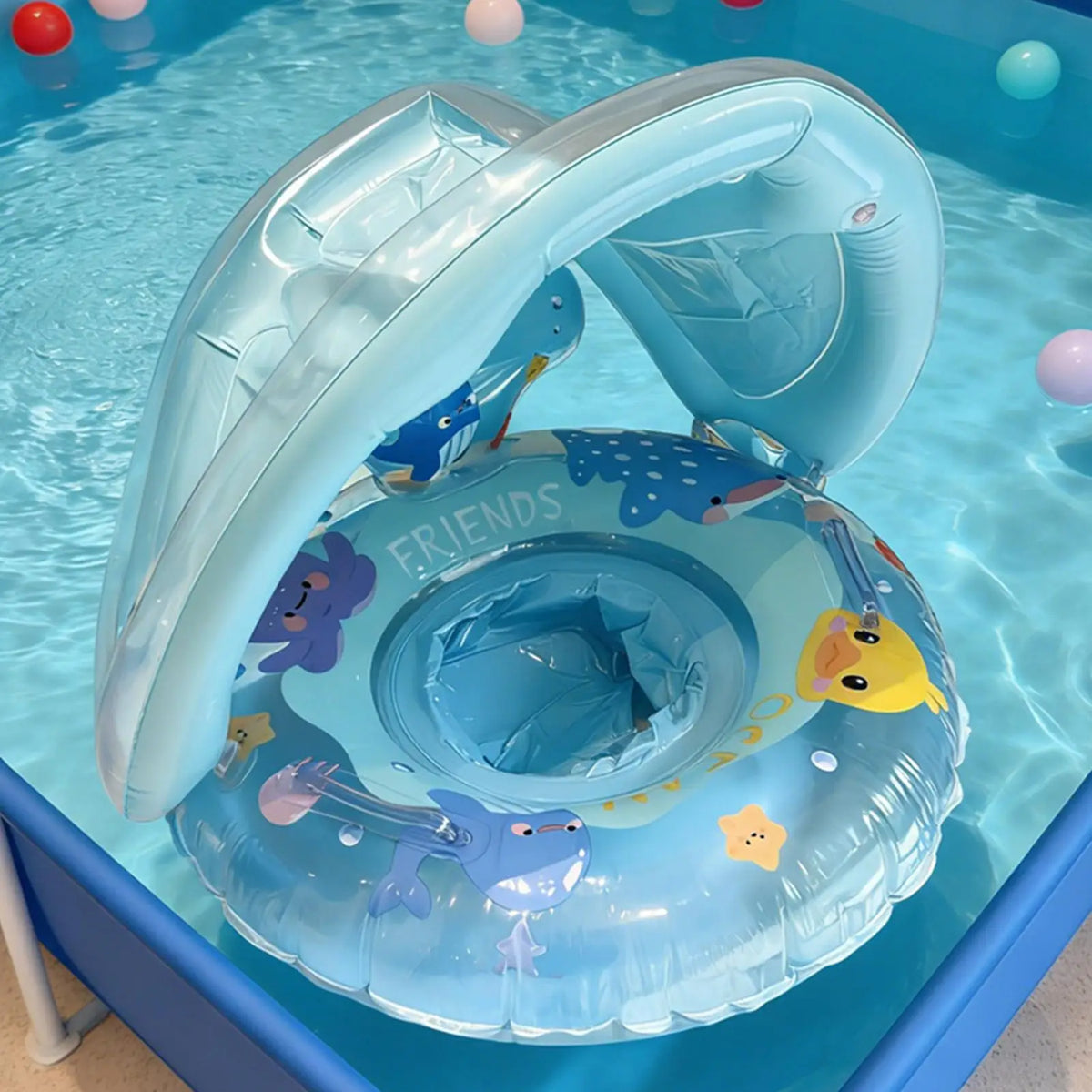 Baby Inflatable Pool Float Ring with UV Sunshade | Ages 6M–4Y Baby Pool Float Axl