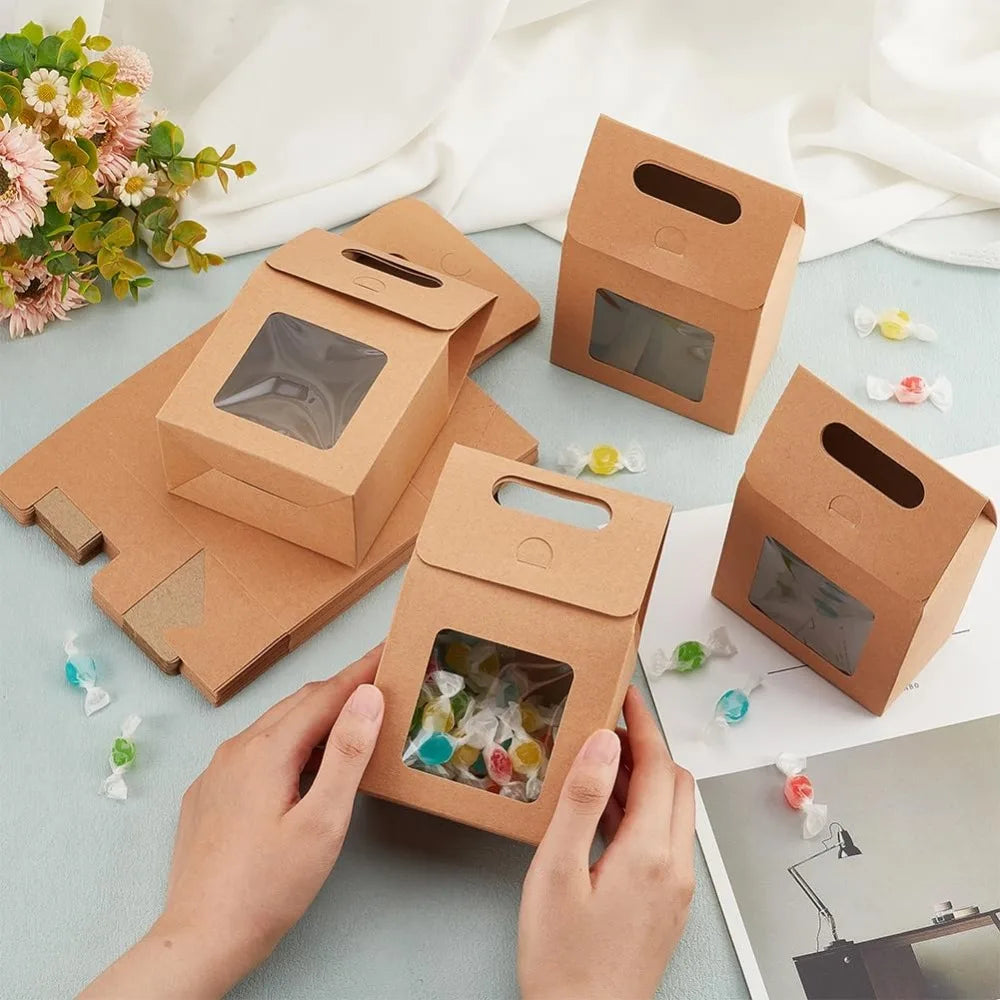 Kraft Paper Treat Boxes with Clear Window – 24 Pack Gift Boxes Treat Gift Boxes Axl