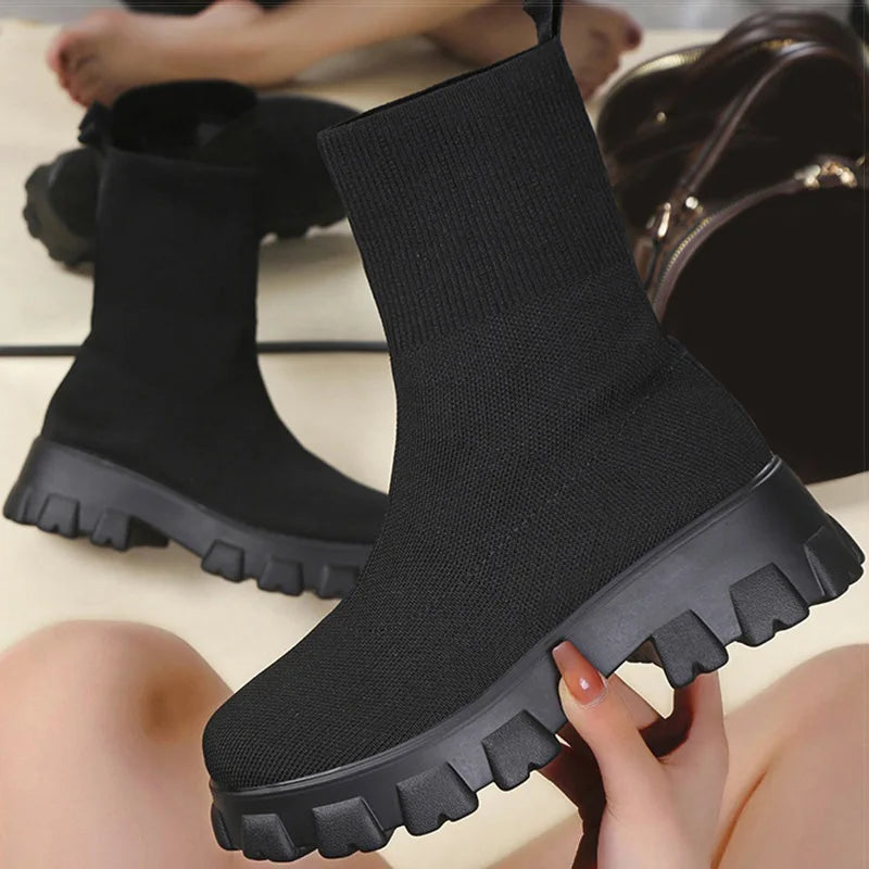 HAJINK Women's Platform Slip-On Sock Sneakers | Casual Shoes Platform Sneakers Axl black 37