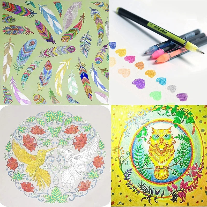 Metallic Glitter Gel Pens 12/18/24 Pc Set with Refills | Art Markers Glitter Gel Pen Set Axl