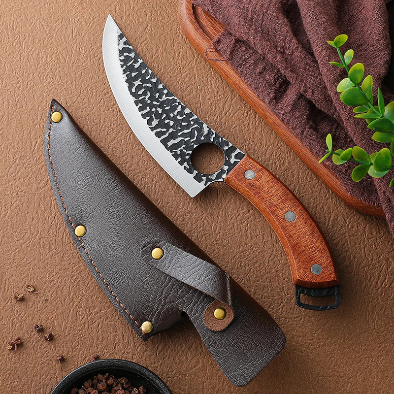 SHENJIU Forged Stainless Steel Chef Boning Knife – 14cm Blade Kitchen Chef Knife Axl with Knife Cover