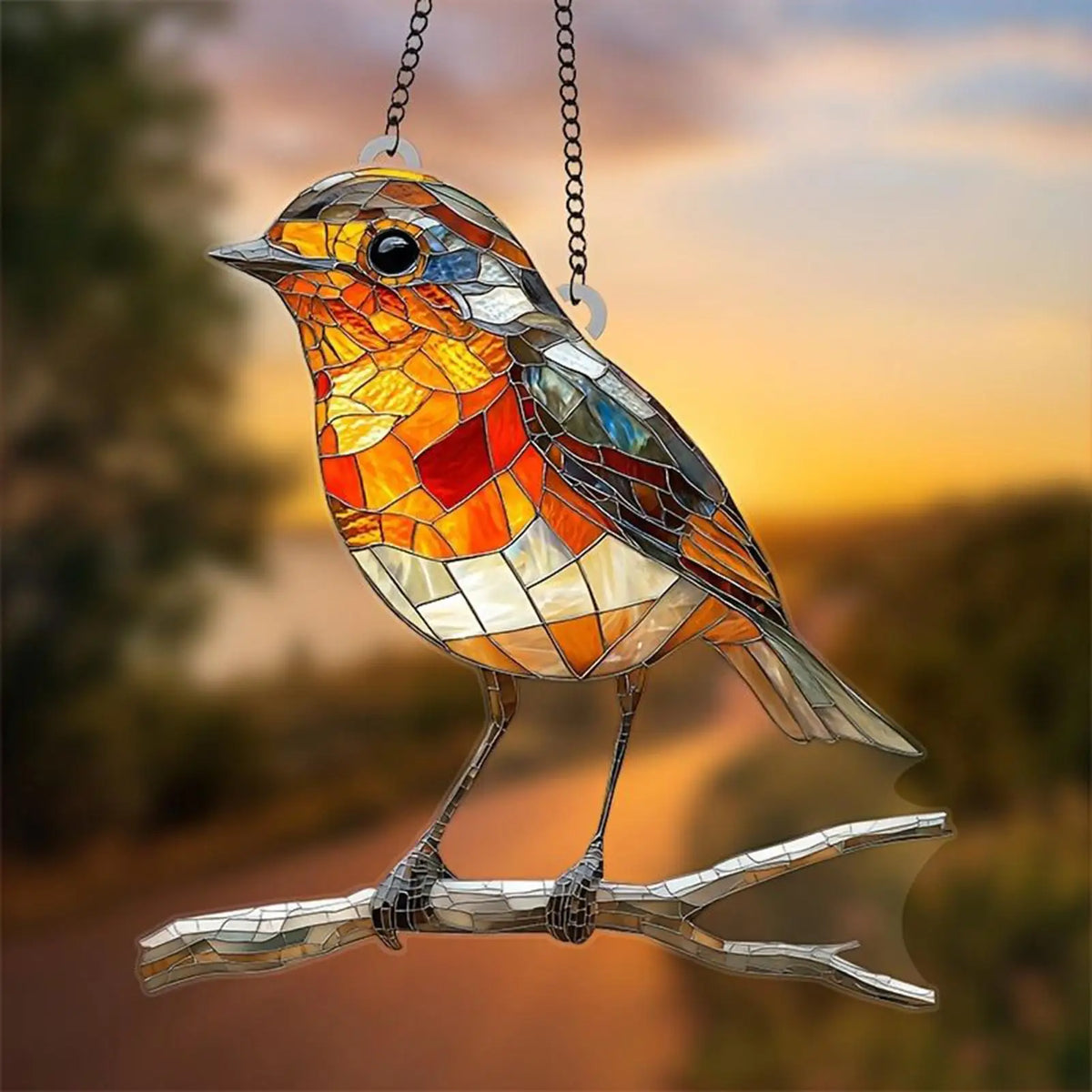 Robin Bird Suncatcher – Stained Glass Effect Window Ornament Window Suncatcher Axl