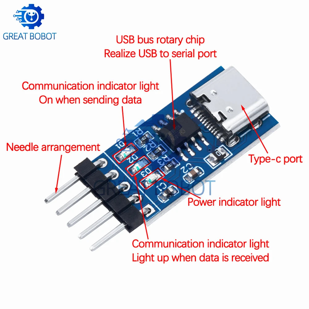 USB Type-C to TTL CH340N Serial Adapter Module 5V/3.3V USB Serial Adapter Axl