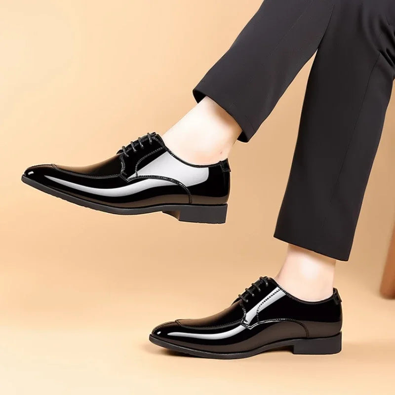 Men's Patent Leather Oxford Shoes – Pointed Toe Dress Shoes Men's Oxford Shoes Axl