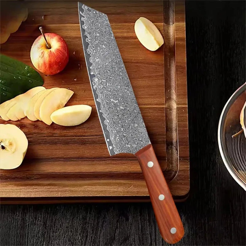 Damascus Chef Knife – Sharp Wood Handle Kitchen Cleaver 19.5cm Chef Knife Axl