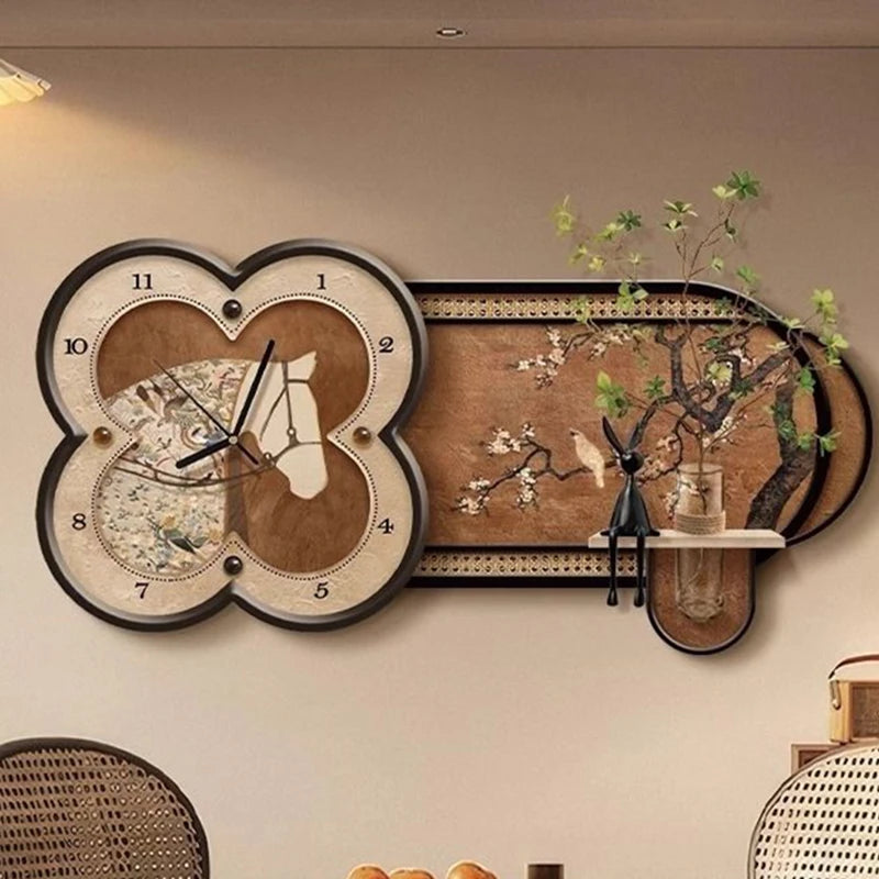 Luxury Large Floral Wall Clock – Modern Painting Home Décor Decorative Wall Clock Axl