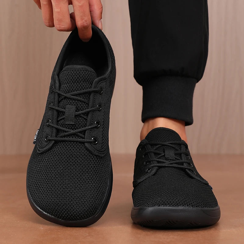 ZULIWAGN Wide Toe Barefoot Walking Shoes – Breathable Mesh Walking Shoes Axl All Black 45