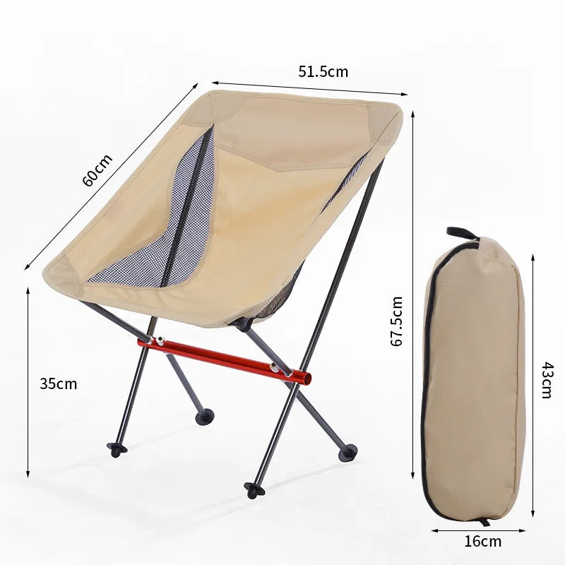 Portable Folding Camping Chair – Aluminum Frame & Carry Bag Folding Camping Chair Axl Beige