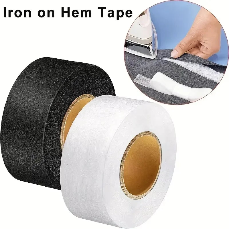 Iron-On Hem Tape 2 Rolls – Black & White Fusible Fabric Bond Fusible Hem Tape Axl