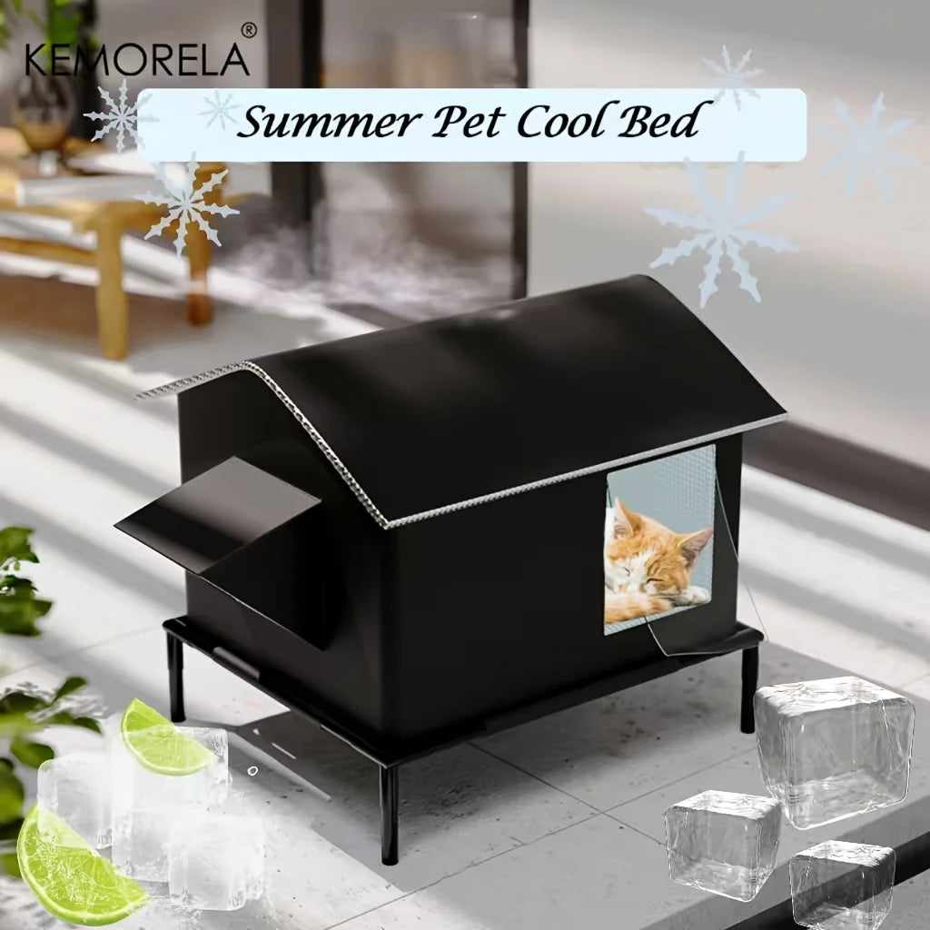 KEMORELA Elevated Pet House-Bed with Cooling Pads | Indoor/Outdoor Elevated Pet Bed Axl