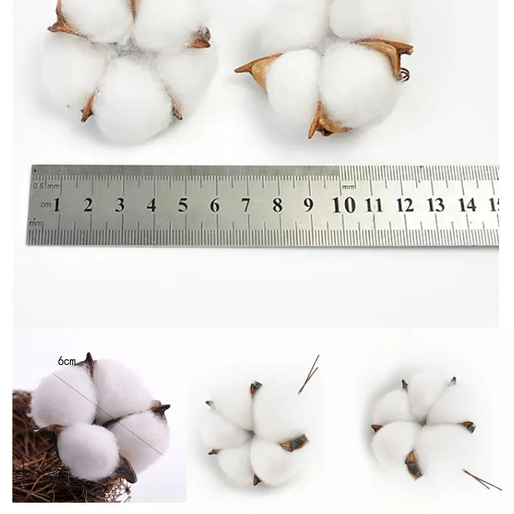 20 Pcs White Artificial Cotton Flower Heads for DIY Décor Artificial Flower Heads Axl