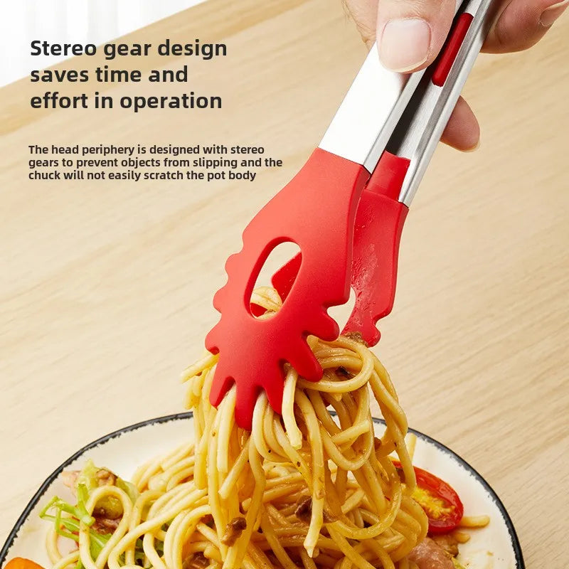 Stainless Steel Silicone Food Tongs – 9" BBQ Kitchen Clip Kitchen Food Tongs Axl