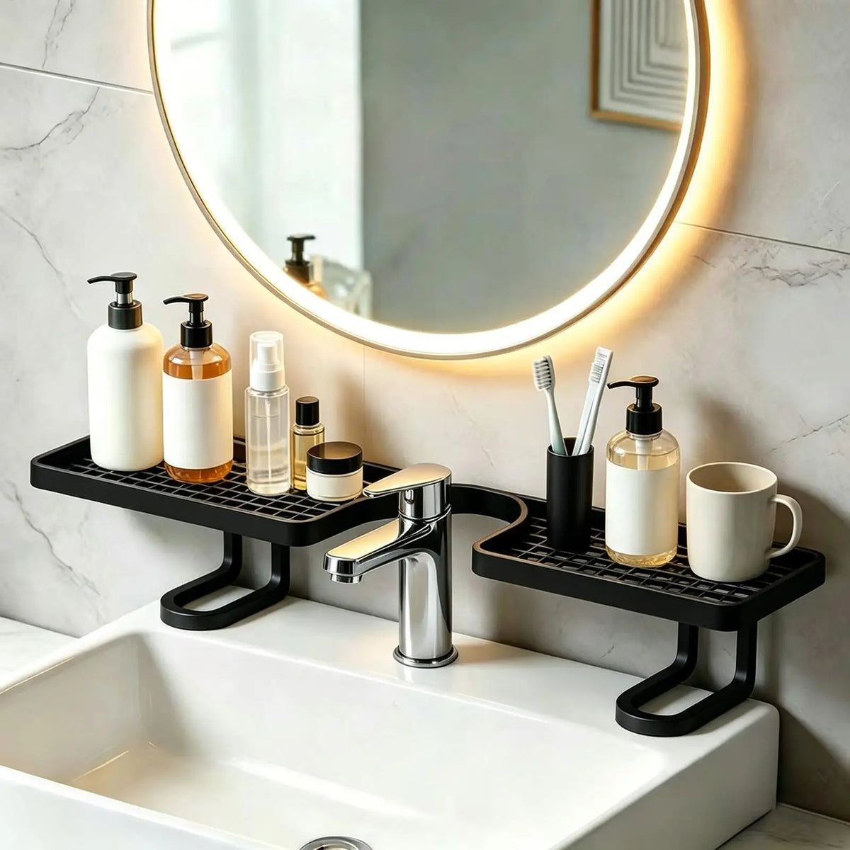 Over Sink Shelf No-Drill U-Shape Bathroom Storage Rack Bathroom Sink Shelf Axl