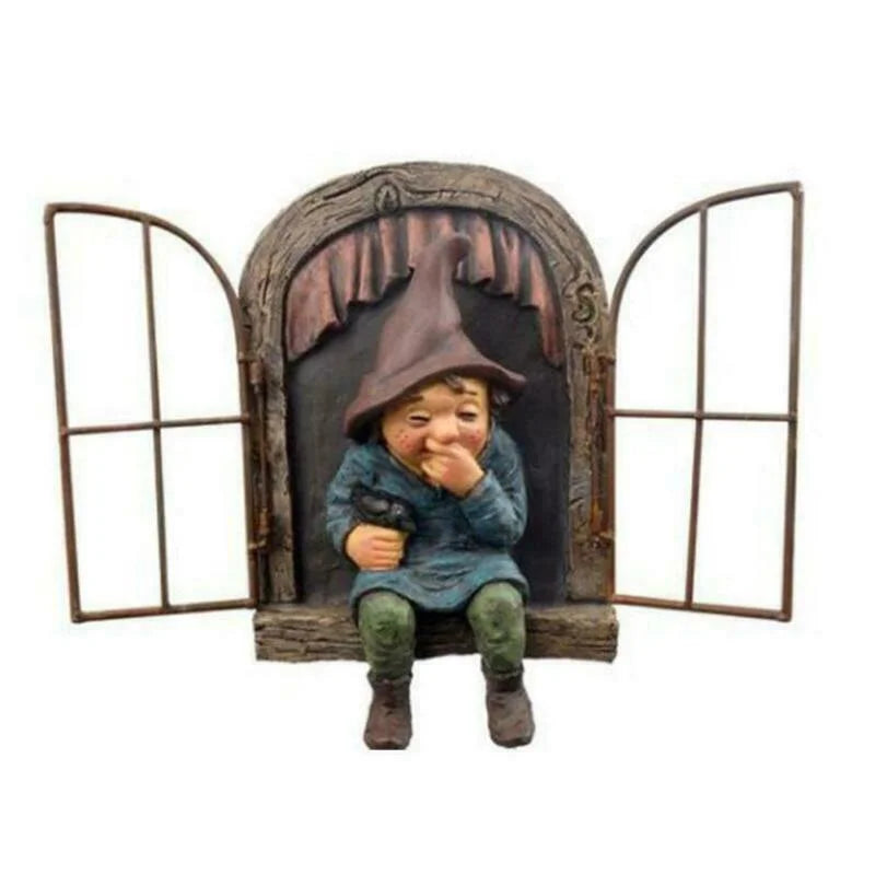 Naughty Garden Gnome Statue – Tree Hugger Elf Yard Decor Garden Gnome Statue Axl