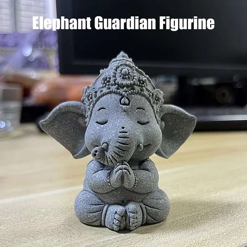 Stone Elephant Prayer Statue – Guardian Home Décor Figure Decorative Figurine Axl