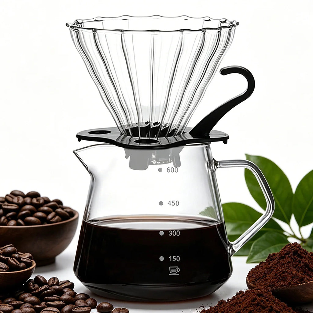 Leeseph Pour Over Coffee Maker – 600ml Glass Carafe & Dripper Pour Over Coffee Maker Axl