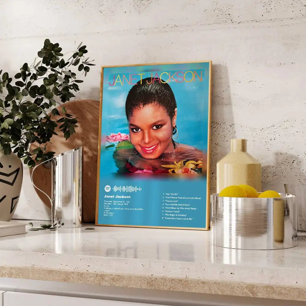 Janet Jackson Album Wall Poster – Waterproof Self-Adhesive Sticker Wall Art Sticker Axl
