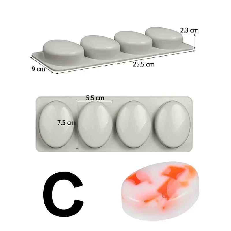 3D Silicone Soap Molds – Oval, Round & Square Handmade Mould Silicone Soap Mold Axl C