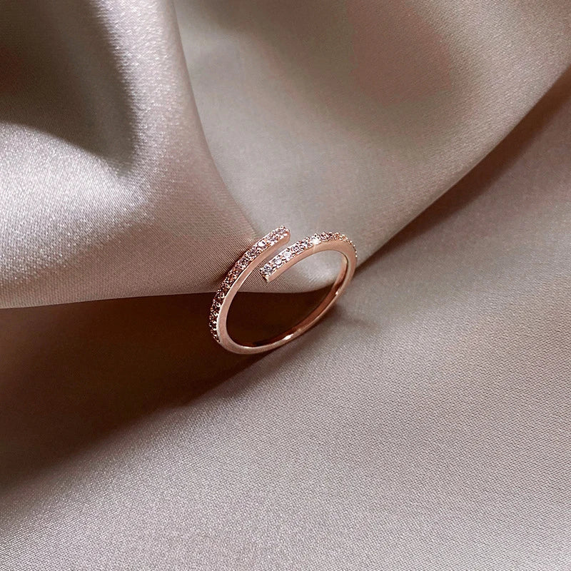 Minimalist Cubic Zirconia Thin Ring – Adjustable Women's Band Fashion Ring Axl