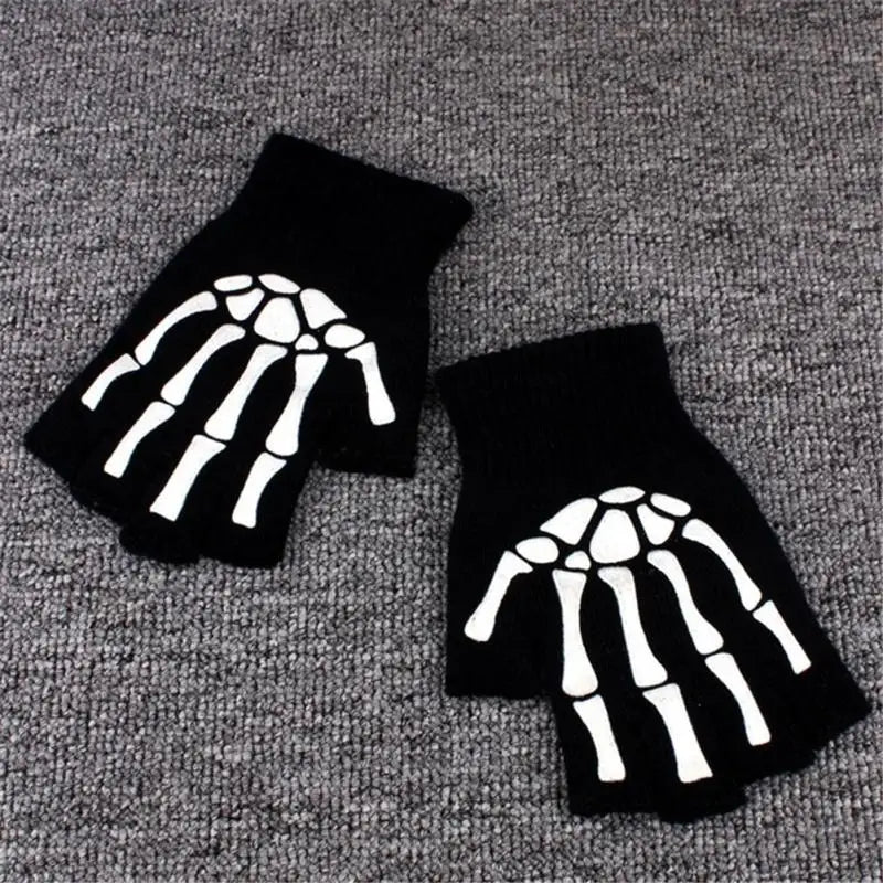 Halloween Skeleton Claw Fingerless Gloves – Kids & Adults Costume Gloves Axl