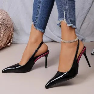 YBQJOO Pleated Hollow Buckle Strap Women High Heel Sandals High Heel Sandals Axl Rosy Red 34