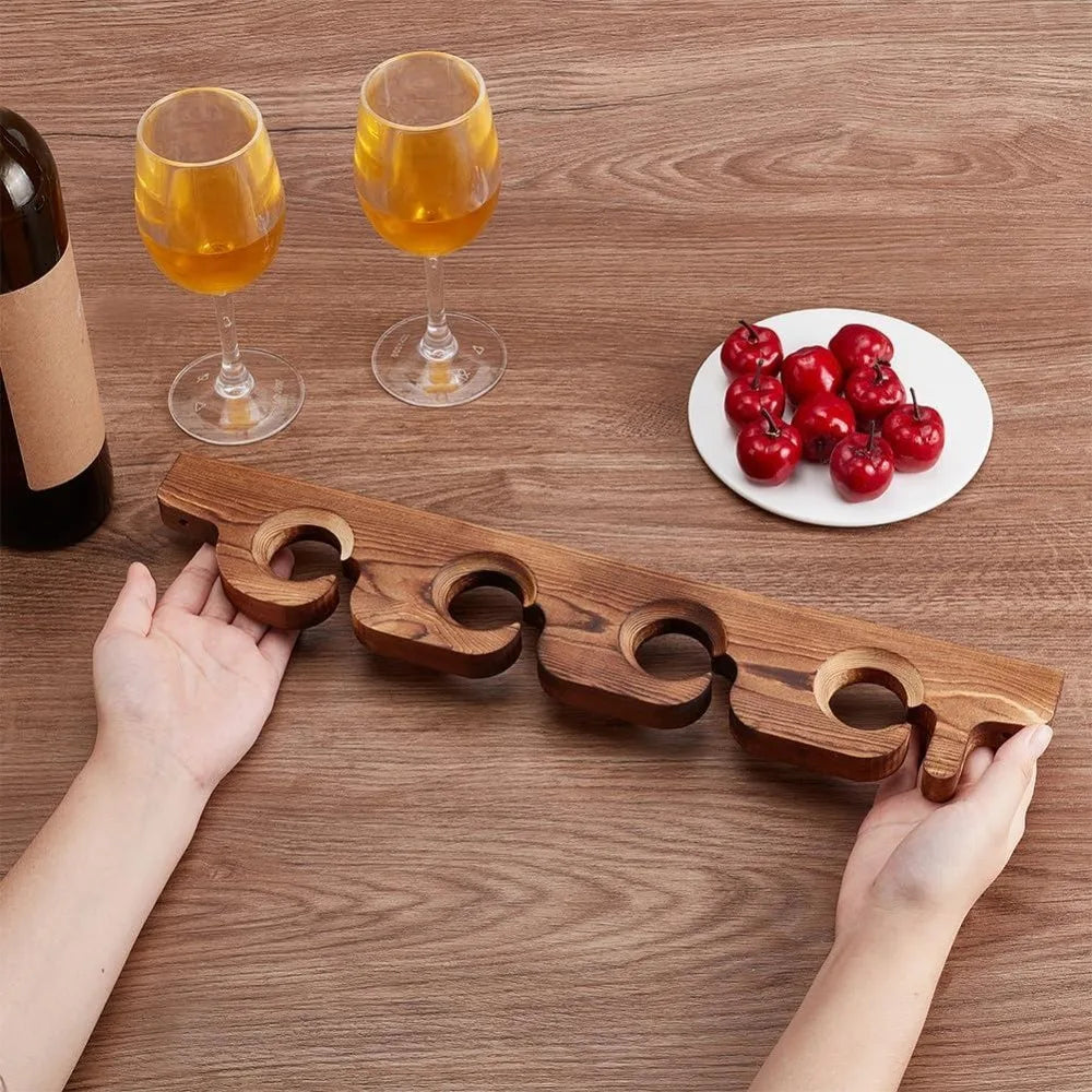 2pc Wood Stemware Rack – Hanging Wine Glass Holder, 8 Holes Wine Glass Rack Axl
