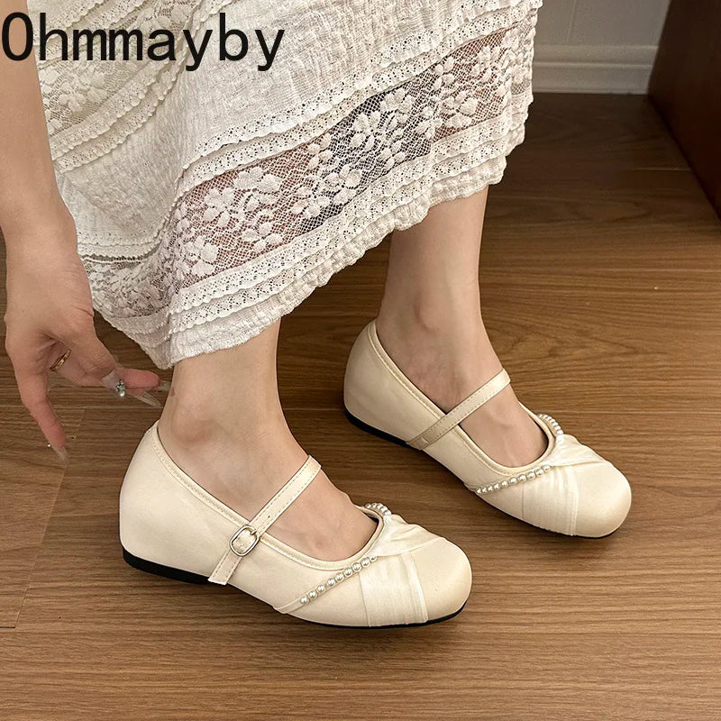 Satin Mary Jane Flats – Women's Elegant Party Dress Shoes Mary Jane Flats Axl