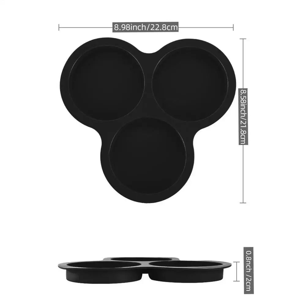 Silicone Egg Mold for Air Fryer – Non-Stick 3-Cavity Baking Tray Silicone Baking Mold Axl Black