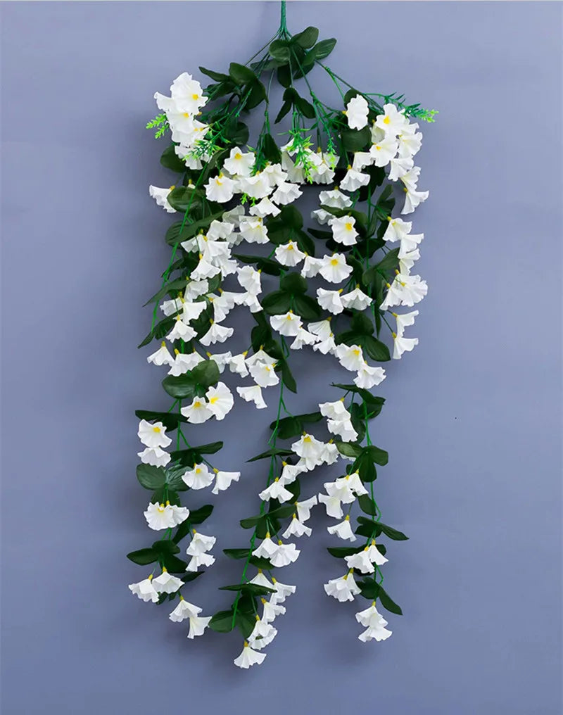 Silk Morning Glory Artificial Flower String 88cm | Wall Hanging Artificial Flower String Axl WHITE