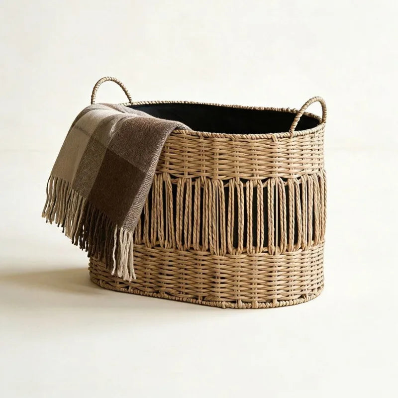 Retro Handwoven Storage Basket – Laundry & Home Organizer Woven Storage Basket Axl
