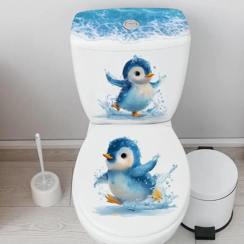 Swimming Penguin Toilet Sticker – Waterproof Bathroom Decal Bathroom Wall Sticker Axl