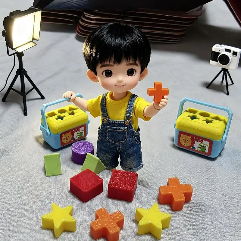 1:12 Miniature Shape Sorting Toy Box – Dollhouse Nursery Prop Dollhouse Accessory Axl